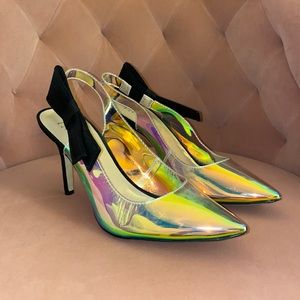 INC International Concepts Coletta Slingback Heel in Holographic PVC (8.5)